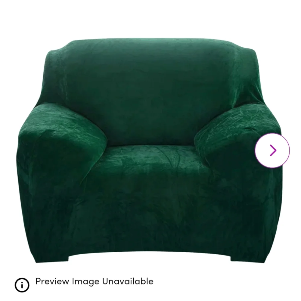 Dark Green Velvet 1 Seater Sofa Furniture Cover 120-140 cm Velvet Chair Cover